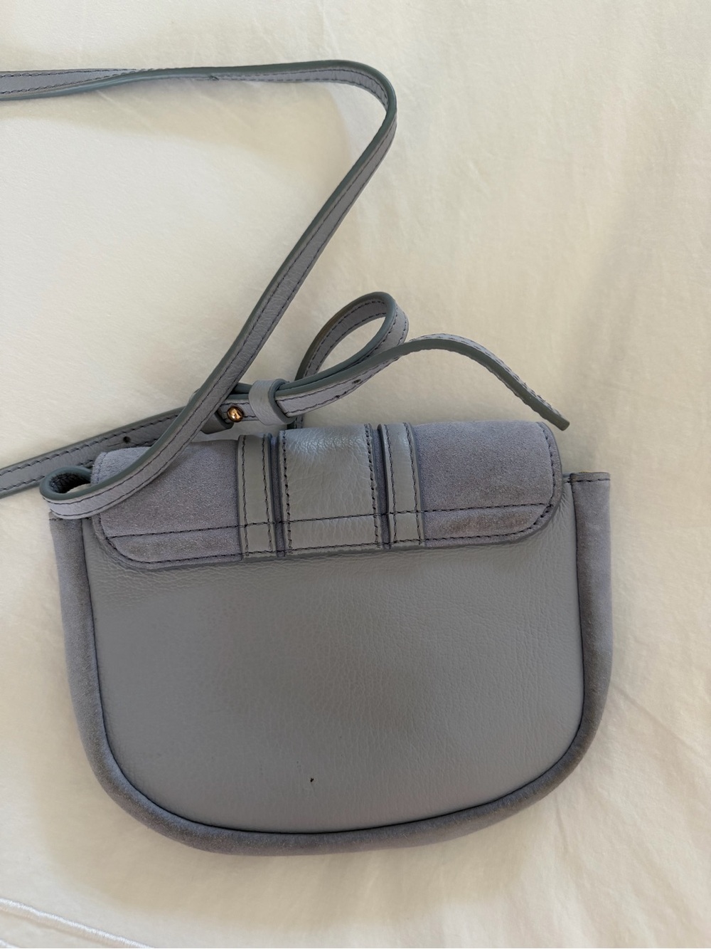 See By Chloe Dusty Blue Mini Suede & Leather Crossbody - Picture 2 of 4